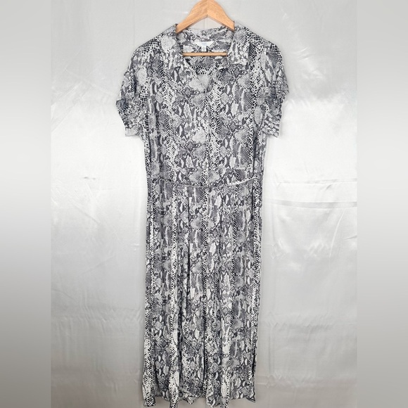 Time & Tru Snake Skin Pattern Cap Sleeve Dress Size Large w pockets - Picture 1 of 13